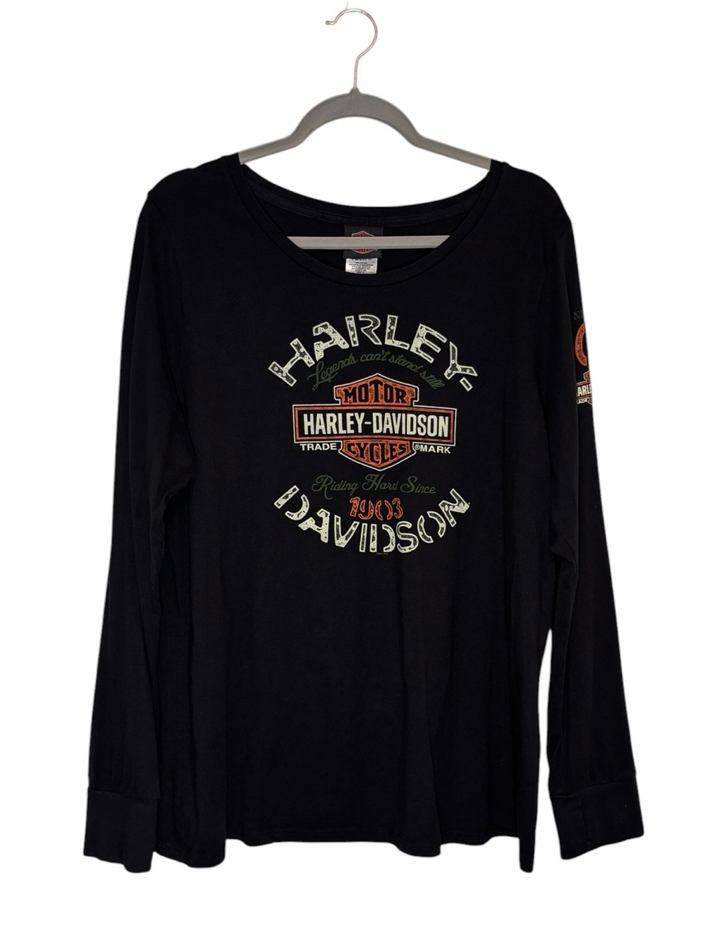 Harley Davidson Plus Size 1X Black Long Sleeve Mad River Shirt Sandusky OH HD